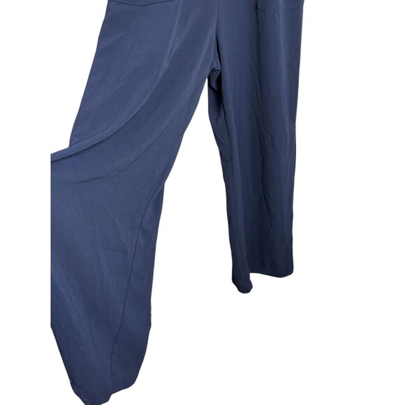 Monteau Womens Navy Jumpsuit Wide Leg Side Slits Elastic Waist V-Neck Stretch Si - Picture 7 of 10